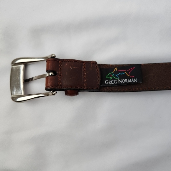 GREG NORMAN Brown Oil Tanned Cowhide Belt - Picture 4 of 11